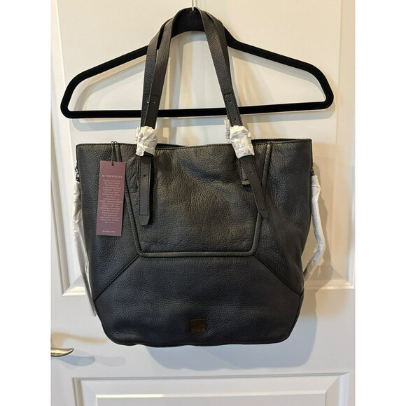 Kooba Crawford Black Leather Tote Bag With Double Handles Shoulder Purse NWT - Picture 2 of 7